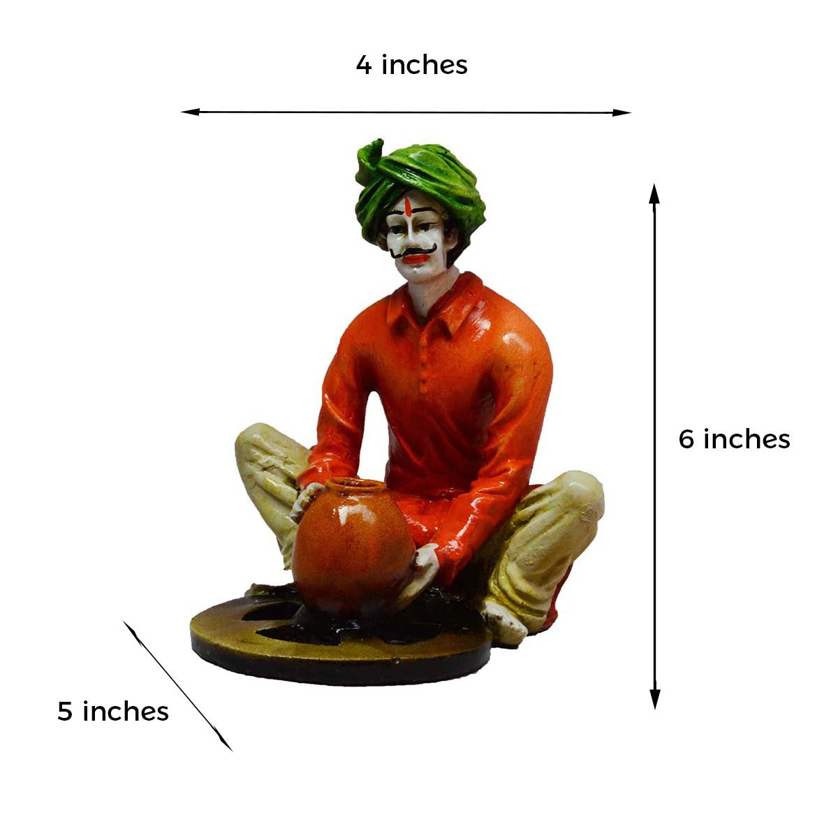 Ecraftindia Rajasthani Craftmen Statue Making Pot (Lxwxh - 4Inx5Inx6In)